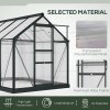Outsunny 6 x 8ft Polycarbonate Greenhouse, Large Walk-In Green House with Slide Door and Window, Garden Plants Grow House with Aluminium Frame and Foundation, Grey