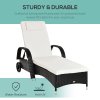 Outsunny Rattan Sun Lounger, Garden Lounger Recliner with Wheels and Adjustable Backrest, Outdoor Reclining Sunbed Garden Chair with Cushion and Headrest for Patio, Beach, Terrace, Black