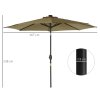 Outsunny 2.7m Patio Garden Umbrella Outdoor Parasol Outdoor Market Table Umbrella with Tilt Crank and 24 LEDs Lights (Brown)