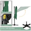Outsunny 2.5 x 2.5m Patio Offset Parasol Umbrella Cantilever Hanging Aluminium Sun Shade Canopy Shelter 360 Rotation with Crank Handle and Cross Base, Green