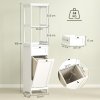 HOMCOM Tall Bathroom Cabinet with Removable Laundry Basket, Slim Bathroom Storage Unit with Tilt-Out Laundry Cabinet, 2 Open Shelves and Drawer, 40 x 30 x 165 cm, White