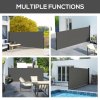 Outsunny Retractable Side Awning, Garden Privacy Screen Divider, Full Cassette Wind Breaker for Hot Tub, Balcony, Terrace, Pool, 400 x 160cm, Dark Grey
