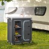 Outsunny Aluminum Camping Cupboard, Camping Kitchen Station Cook Table with 3-Shelf, Storage Organiser for BBQ Party Picnics Backyards with Carrying Bag