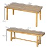 Outsunny 3 Pieces Picnic Bench Set with Table and 2 Benches, Acacia wood Dining Trestle Beer Table and Seat,  Natural Wood Finish