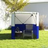 Outsunny Pop Up Gazebo with Sides, 2m x 2m Easy 1 Person Setup Party Tent with Carry Bag, Stakes, Ropes, Folding Multifunctional Instant Shelter, Dark Blue and White