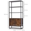 HOMCOM Industrial Bookshelf, Storage Shelf, Large Bookcase with 3 Open Shelves, Multifunctional Rack for Living Room, Office, Rustic Brown and Black
