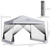 Outsunny Outdoor Garden Pop-up Gazebo Canopy Tent Sun Shade Event Shelter Folding with Adjustable Height, Mesh Screen Side Walls 3.5 M 3.5 M Base / 3 M 3 M Top, White