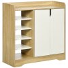 HOMCOM Shoe Cabinet with 4-tier Double Door Cupboard and 5-tier Open Shelves, 13 Pair Shoe Storage Organizer with Removable Shelves for Entryway, Hallway, Natural and White