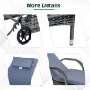 Outsunny 3 Pieces PE Rattan Patio Lounge Chair Set, Outdoor Recliner Lounge Chairs with Wheels, for Outside with Cushions, Headrest, Coffee Table for Garden, Poolside, Grey