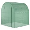 Outsunny Walk in Polytunnel Greenhouse, Tomato Greenhouse with Roll-up Window and Door, PE Cover, Steel Frame for Garden, 1.8 x 1.8 x 2 m, Green