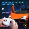 AIYAPLAY Lamborghini Revuelto Licensed Electric Car for Kids with Butterfly Doors, 12V Kids Electric Ride On with Suspension, Remote Control, LED Lights, Horn, USB, MP3 for 3-5 Years, Orange