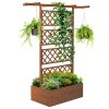 Outsunny Wood Planter with Trellis, Raised Garden Bed Privacy Screen Planter Box to Grow Vegetables, Herbs and Flowers for Garden, Patio, Deck, Orange