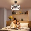 HOMCOM Ceiling Fan with Light and Remote, 50 cm LED Mount Ceiling Fan Light with 3 Colour, 6 Speed, Timer, Adjustable Brightness, Quiet Reversible DC Motor, for Bedroom, Living Room, Black