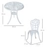 Outsunny 3 Pieces Antique Garden Bistro Set for 2, Cast Aluminium Garden Furniture Set with Umbrella Hole for Balcony, Porch, Patio, White