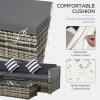 Outsunny 5 Piece Rattan Garden Furniture Set, Outdoor Corner Sofa with 67 cm Wide & Deep Seat, Sectional Outdoor Furniture Conversation Set with Cushions, Glass Top Coffee Table for Patio, Mixed Grey