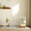 PawHut DIY Pet Playpen Metal Wire Fence Indoor Outdoor Rabbit Small Animals Cage 36 Panel Enclosure White