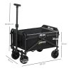 Outsunny 41L Festival Trolley on Wheels, Small Garden Folding Trolley Cart, 60kg Heavy Duty Collapsible Folding Wagon with Adjustable Handle and Carrying Bag for Beach, Camping, Festival, Black