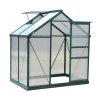 Outsunny 6 x 4ft Polycarbonate Greenhouse, Large Walk-In Green House with Slide Door and Window, Garden Plants Grow House with Aluminium Frame and Foundation, Dark Green