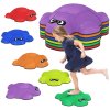 AIYAPLAY Balance Stepping Stones, 6-Piece Turtle-Shaped Stackable River Stones with Non-Slip Edge, Indoor Outdoor Obstacle Course for Kids Age 3-8 Years, Multicoloured