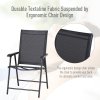 Outsunny Set of 2 Folding Garden Chairs, Metal Frame Garden Chairs Outdoor Patio Park Dining Seat with Breathable Mesh Seat, Black
