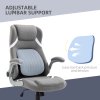 Vinsetto High Back Executive Office Chair, Fabric Office Desk Chair with Flip-up Armrests, Adjustable Lumbar Support and Tilt Function, Grey