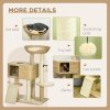 PawHut 95cm Cat Tree for Indoor Cats, Cat Tower with Scratching Posts, Ramp, Condo, Toy Balls, Platform, Bed, Ramp - Beige