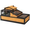 PawHut Tortoise House 3-Room Wooden Tortoise Enclosure Large Reptile Cage with 2 Stories, Ladder, Balcony, Tray, Openable Roof, 60H x 112L x 65Wcm, Yellow