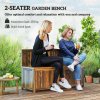 Outsunny Garden Arch Wood Bench Outdoor Storage Box Garden Furniture Chair 115L x 45W x 75Hcm, Brown