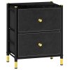 HOMCOM Chest of Drawers, 2 Drawer Fabric Dresser with PU Leather Surface, Steel Frame, Storage Organizer Unit for Bedroom, Living Room, Hallway, Closet, Easy to Assemble, Black