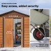 Outsunny 8 x 6ft Metal Garden Shed, House Hut Gardening Tool Storage with Ventilations, Sliding Door, Sloped Roof for Garden, Patio, Brown Wood Effect