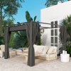 Outsunny 3 x 3(m) Pergola with Retractable Roof Canopy and Curtains, Metal Frame Garden Gazebo Outdoor Sun Shade Shelter for Grill, Patio, Deck, Charcoal Grey