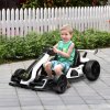 HOMCOM 24V Electric Go Kart for Kids, Ride On Racing Kart with Adjustable Seat, Battery Powered Drifting Ride On Car with Music, Light, Slow Start, Button Start, Horn, for 6-12 Years, White