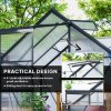 Outsunny Polycarbonate Greenhouse, Small Greenhouse with Adjustable Roof Vent, Garden Green House with Galvanised Base, Sliding Door and Rain Gutter, 190 x 190 x 200 cm, Grey