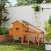 PawHut Chicken Coop with Run Outdoor, Wooden Hen House, Poultry Coop with Nesting Box, Slide-out Tray, Ramp, Perches, Asphalt Roof, 179 x 67 x 115cm