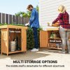 Outsunny Small Shed, Wooden Garden Shed with Openable Hinged Roof and Removable Shelf, Outdoor Tool Storage Cabinet Chest with Double Doors, 74 x 43 x 88 cm, Natural Wood Finish