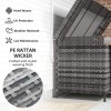 Outsunny 627 L Rattan Garden Storage Box, Outdoor Garden Cushion Storage Box with Gas Lift Lid and Wheels, Outdoor Rattan Chest Container for Cushions, Pillows and Tools, Dark Grey