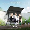 Outsunny 3 Seater Garden Swing Seat Swing Chair with Adjustable Canopy, Removable Cushion and Coffee Tables for Outdoor Patio Garden Dark Grey