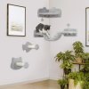 PawHut Cat Wall Shelves, 4 Piece Wall-Mounted Cat Tree with Steps, Ladder, Jumping Platforms, Scratching Posts, Toy Ball, Cat Wall Furniture for Indoor Cats, Light Grey