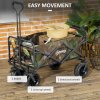 Outsunny 100KG Festival Trolley on Wheels, Folding Camping Trolley Cart with Telescopic Handle, Carry Bag and All-Terrain Big Wheels, for Garden Beach Fishing, Camouflage