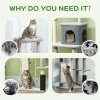PawHut Cat Tree for Indoor Cats, 132cm Cat Tower with Scratching Posts and Pad, Cat Bed, Cat House, Jumping Platform, Grooming Brush, Toy Balls, Anti-Tip Kit, Cat Climbing Frame, Light Grey