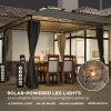 Outsunny 3 x 3 m Garden Gazebo, Double Roof Metal Gazebo with Curtains and Solar-Powered LED Lights, Outdoor Canopy Shelter for Patio, Deck, Dark Grey