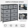 HOMCOM 9 Drawers Storage Chest Dresser Organizer Unit w/ Steel Frame, Wood Top, Easy Pull Fabric Bins, for Bedroom, Hallway, Entryway, Black & Grey