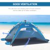 Outsunny 2 Man Pop-up Tent Beach Tent Sun Shelter w/ Windows Doors Hook Sandbags UV Protection Waterproof Outdoor Adventure Garden, Sky Blue