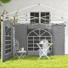 Outsunny Gazebo Side Panels with Windows and Doors, for 3x3(m) or 3x6m Pop Up Gazebo, 2 Pack Sides Replacement, Light Grey