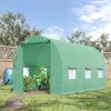 Outsunny 4.5m x 2m Walk-In Polytunnel Greenhouse, with Steel Frame, PE Cover, Roll-Up Door and 6 Windows, Green