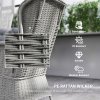 Outsunny Garden PE Rattan Dining Sofa Set, Outdoor 4 Seater Wicker Furniture, High Back Chairs with Cushions, Tempered Glass Coffee Table for Patio, Light Grey