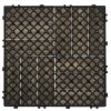 Outsunny 27 Pcs Wooden Interlocking Decking Tiles, Outdoor Flooring Tiles for Patio, Balcony, Terrace, Hot Tub, 30 x 30 cm per Piece, 2.5m² per Pack, Charcoal Grey