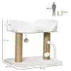 PawHut Cat Scratching Post Cat Tree Tower With Bed for Indoor Cats Scratcher Toy Balls 48 x 38 x 42cm - White