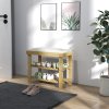 HOMCOM Bamboo Shoe Storage Bench, 3-Tier Shoe Bench with Seat Cushion, Shoe Rack for Entryway, Hallway, Living Room, Bedroom, Cream White
