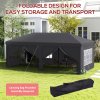 Outsunny 3 x 6 m Pop Up Gazebo with Sides and Windows, Height Adjustable Wedding Camping Party Tent Canopy Marquee with Storage Bag for Garden, Event, Grey